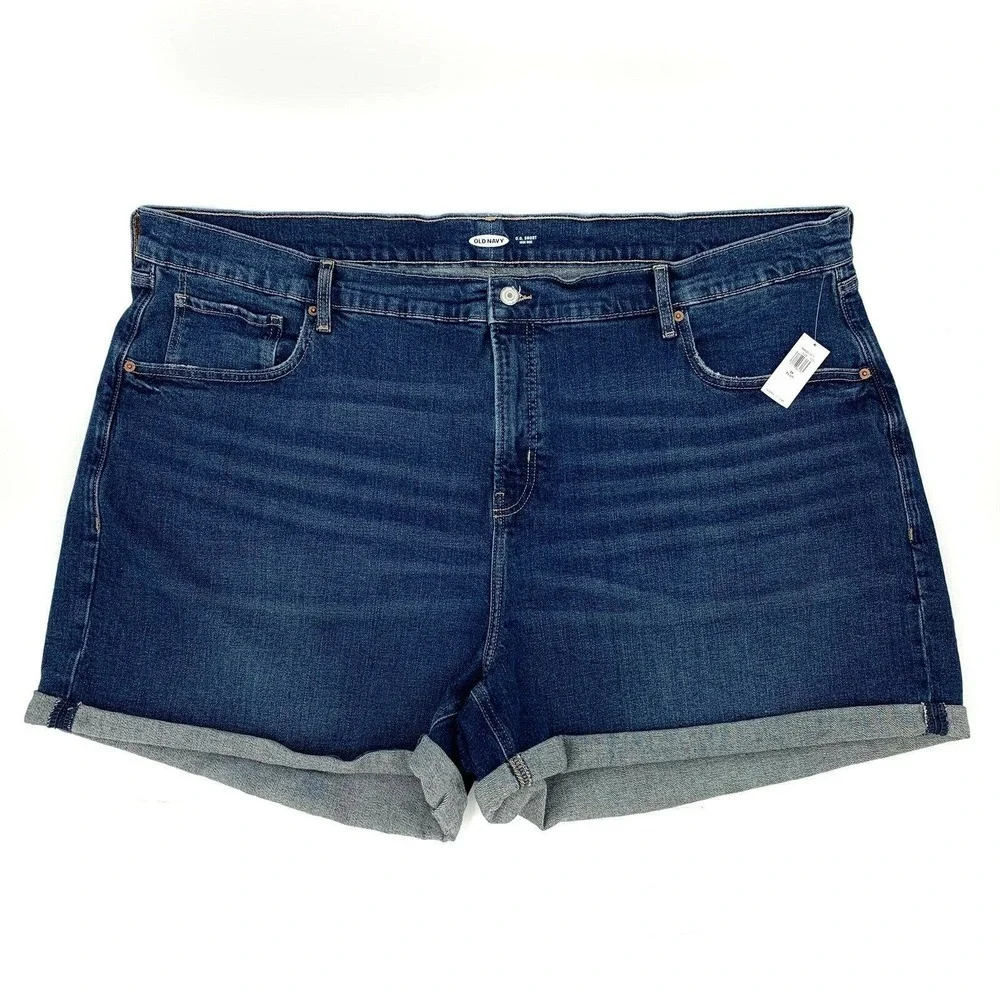 Old Navy O G Shorts Plus Size 28 Womens High Rise Medium Wash Zip Fly‎ Stretch